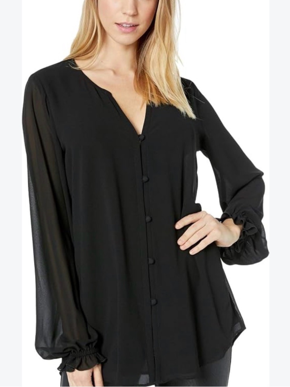 Show Me Your Mumu Sheer Black Long Sleeve Blouse Small